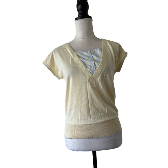 Vintage Tail Womens Yellow V-Neck Top & Checkered PantsSet Size 9/10 Rare Unique - Picture 5 of 16